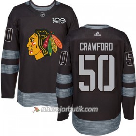 Män Ishockey Chicago Blackhawks Tröja Corey Crawford 50 1917-2017 100th Anniversary Adidas Svart Authentic